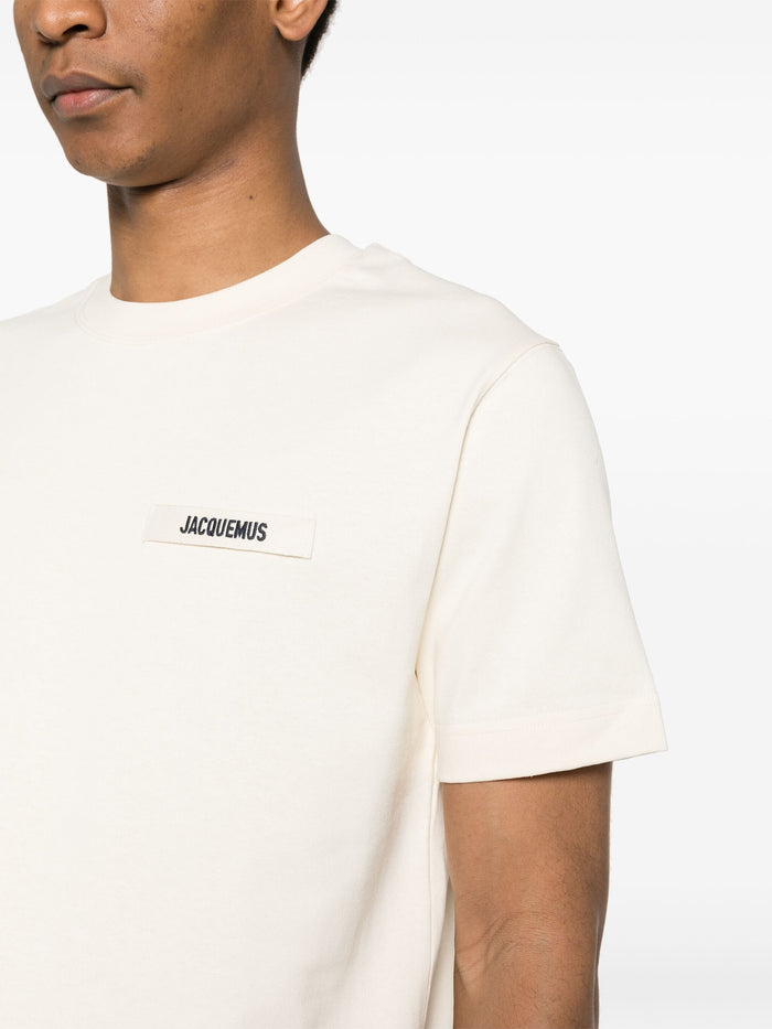 JACQUEMUS Le T-Shirt Gros Grain Cotton Beige - MAISONDEFASHION.COM