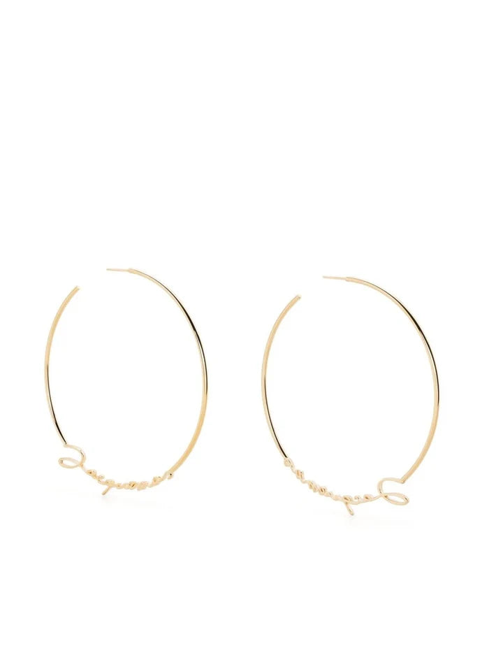 JACQUEMUS WOMEN Les Creoles Jacquemus Hoop Earrings Gold - MAISONDEFASHION.COM
