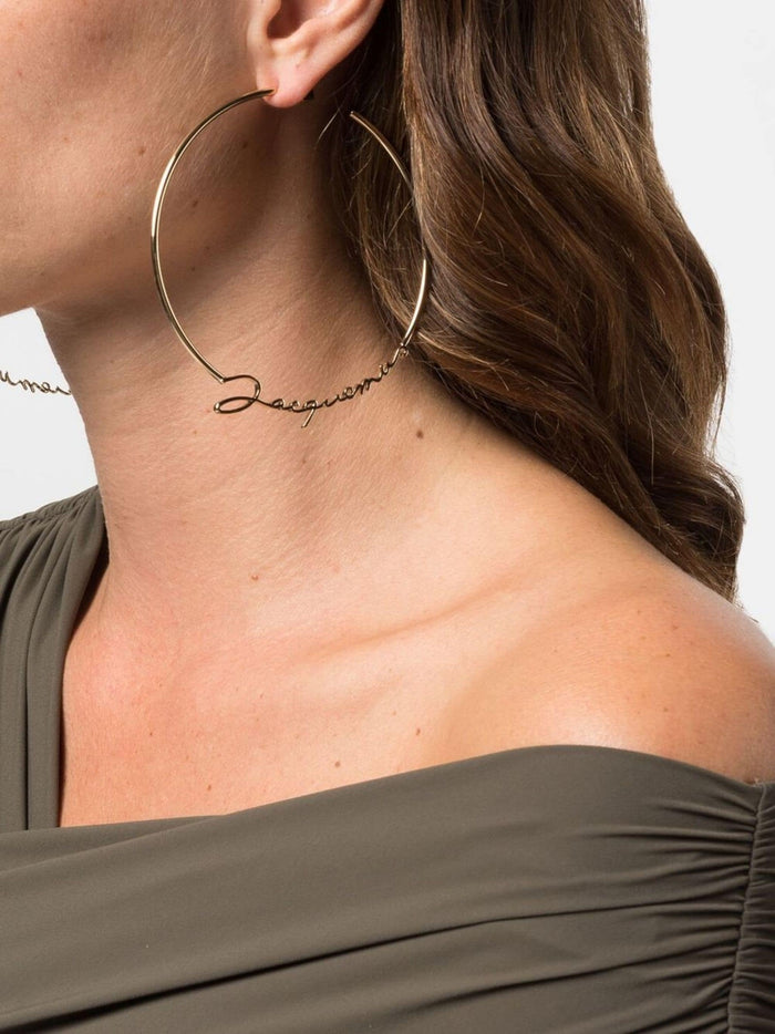 JACQUEMUS WOMEN Les Creoles Jacquemus Hoop Earrings Gold - MAISONDEFASHION.COM