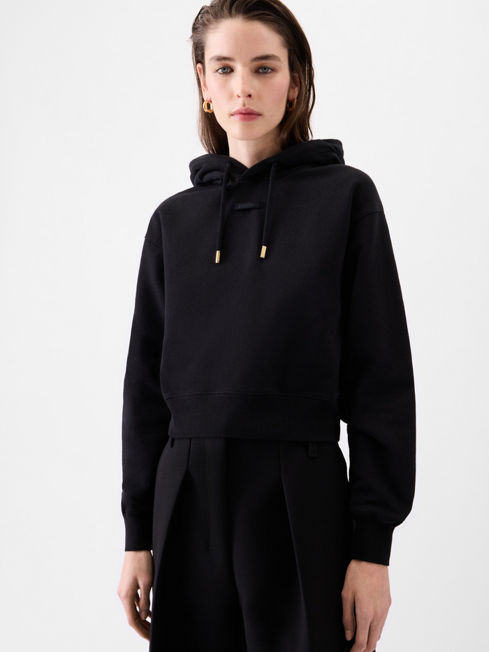 JACQUEMUS WOMEN The Gros Grain Hoodie Black - MAISONDEFASHION.COM