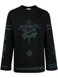 JEAN PAUL GAULTIER UNISEX Oversized Printed Glitter Graphic Long Sleeve T-Shirt Black - MAISONDEFASHION.COM