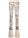 JEAN PAUL GAULTIER WOMEN Flare Low Waist Striped Wash Leggings Ecru/Brown - MAISONDEFASHION.COM