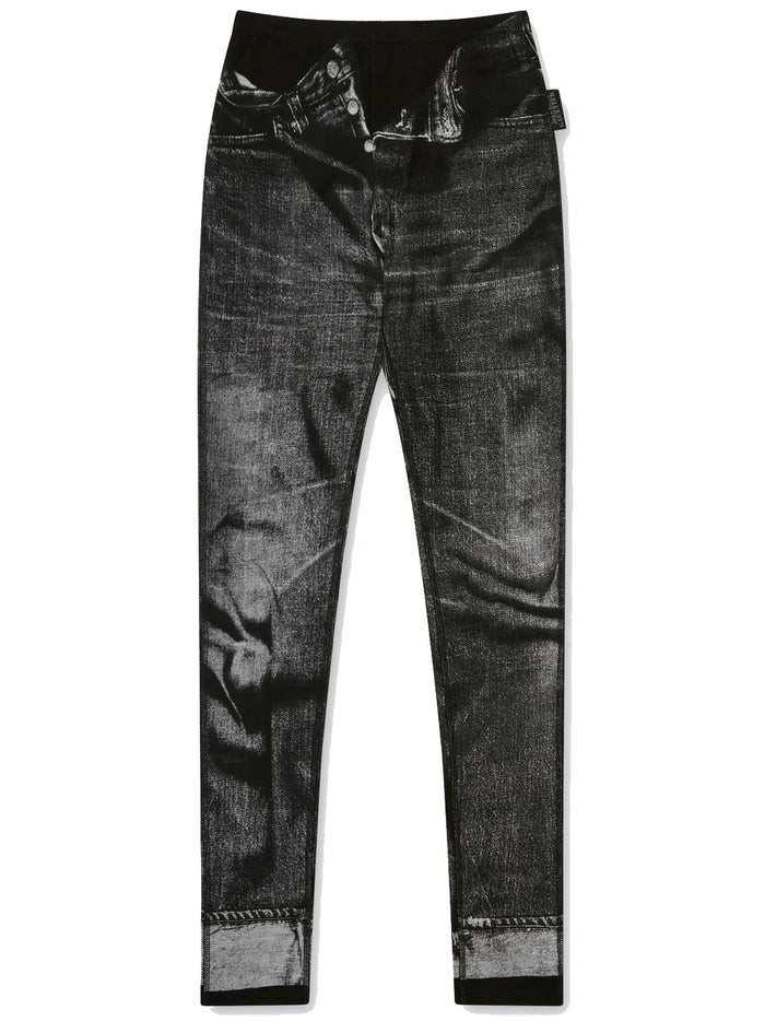 JEAN PAUL GAULTIER WOMEN JPG Flag Label Detail Leggings Black/Grey - MAISONDEFASHION.COM