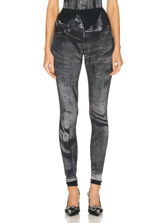 JEAN PAUL GAULTIER WOMEN JPG Flag Label Detail Leggings Black/Grey - MAISONDEFASHION.COM