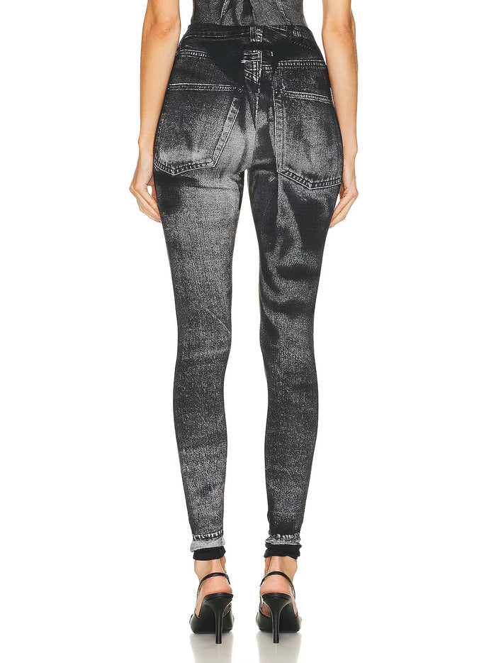 JEAN PAUL GAULTIER WOMEN JPG Flag Label Detail Leggings Black/Grey - MAISONDEFASHION.COM
