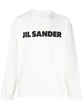 JIL SANDER Logo Print Cotton Jersey Long Sleeve T-Shirt Off-White - MAISONDEFASHION.COM
