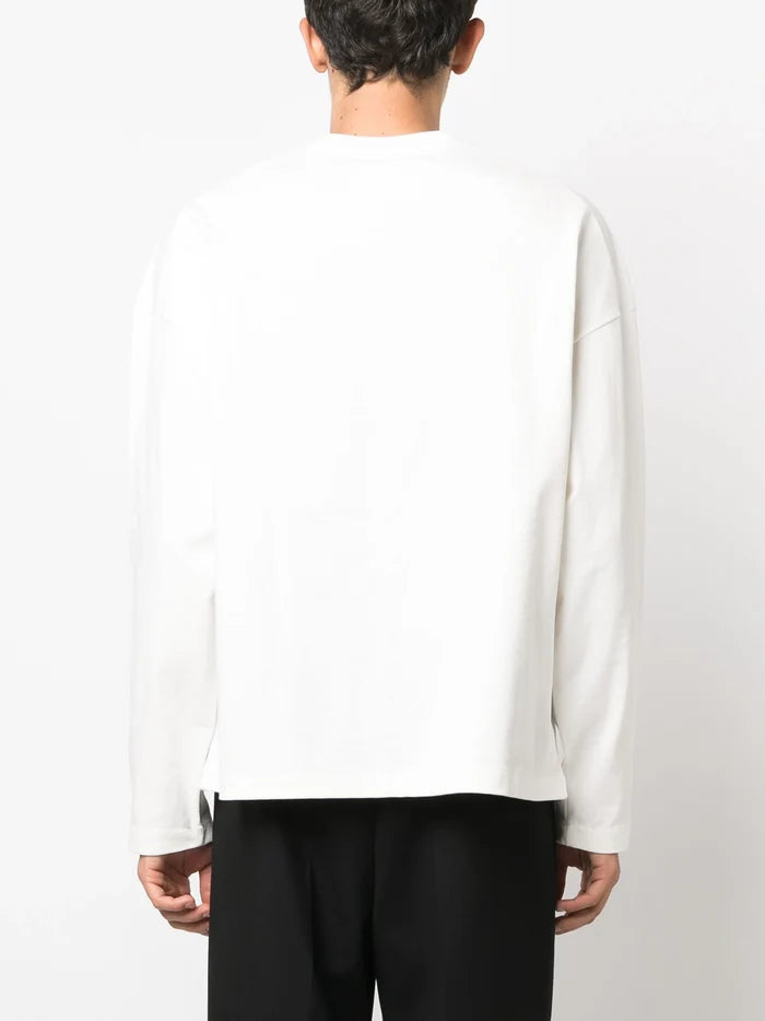 JIL SANDER Logo Print Cotton Jersey Long Sleeve T-Shirt Off-White - MAISONDEFASHION.COM
