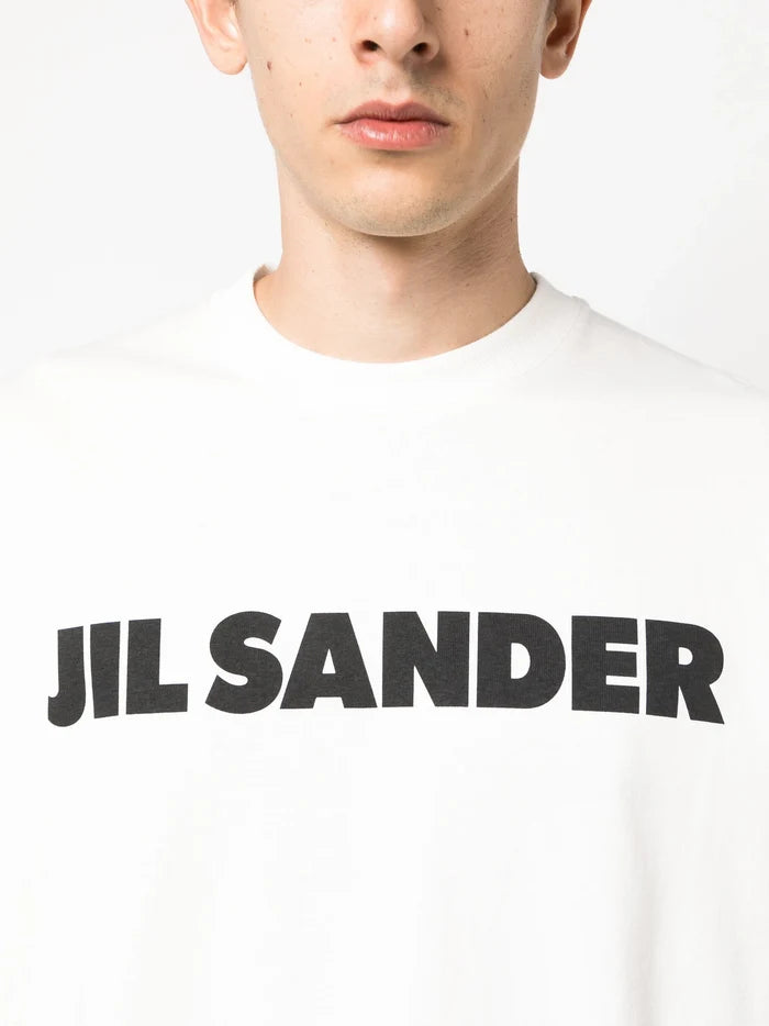 JIL SANDER Logo Print Cotton Jersey Long Sleeve T-Shirt Off-White - MAISONDEFASHION.COM