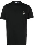KARL LAGERFELD MEN Logo Patch Cotton T-Shirt Black - MAISONDEFASHION.COM