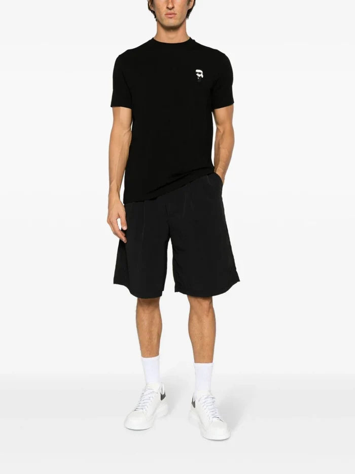 KARL LAGERFELD MEN Logo Patch Cotton T-Shirt Black - MAISONDEFASHION.COM
