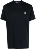 KARL LAGERFELD MEN Logo Patch Cotton T-Shirt Navy - MAISONDEFASHION.COM
