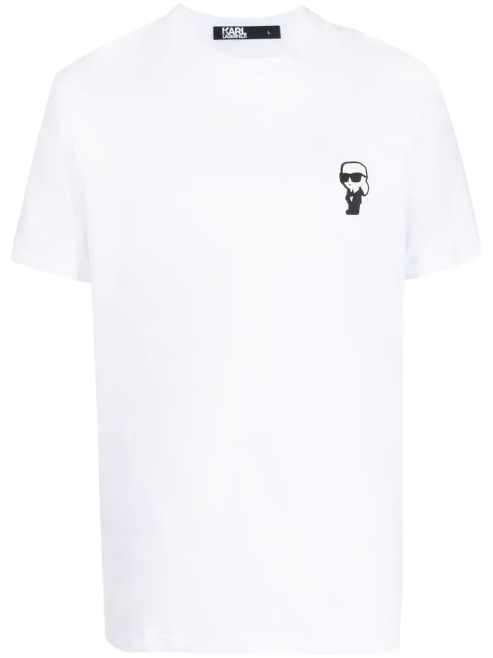 KARL LAGERFELD MEN Logo Patch Cotton T-Shirt White - MAISONDEFASHION.COM