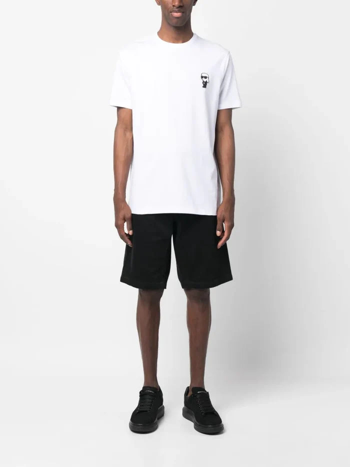 KARL LAGERFELD MEN Logo Patch Cotton T-Shirt White - MAISONDEFASHION.COM