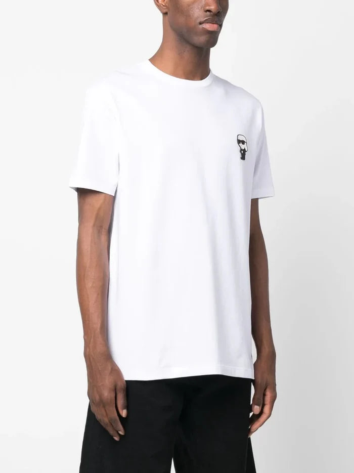 KARL LAGERFELD MEN Logo Patch Cotton T-Shirt White - MAISONDEFASHION.COM