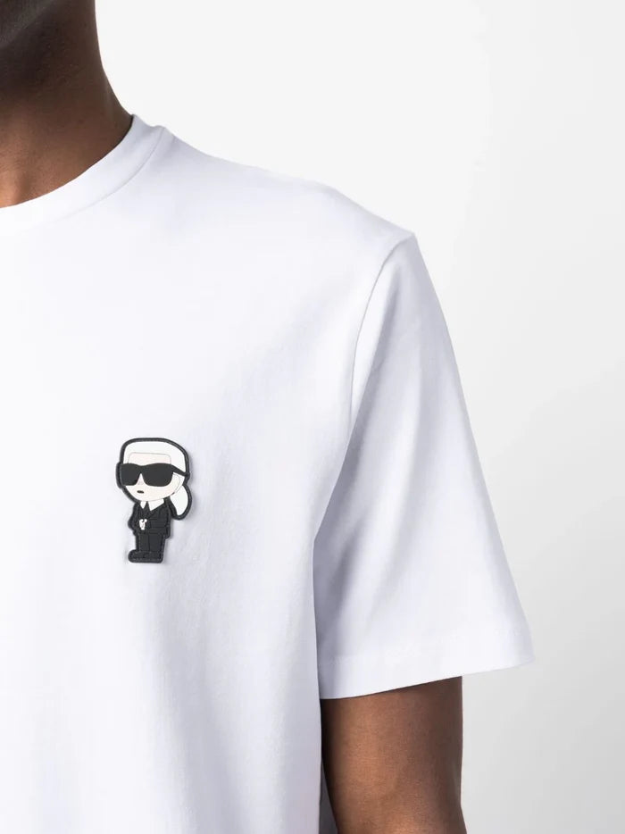 KARL LAGERFELD MEN Logo Patch Cotton T-Shirt White - MAISONDEFASHION.COM