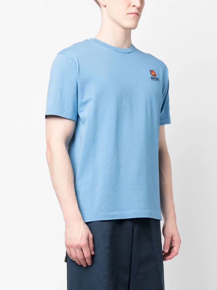KENZO Boke Flower Embroidered T-Shirt Cyan - MAISONDEFASHION.COM