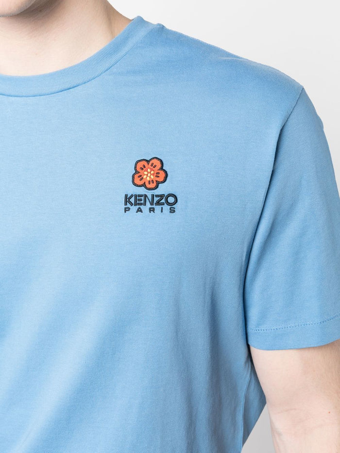 KENZO Boke Flower Embroidered T-Shirt Cyan - MAISONDEFASHION.COM