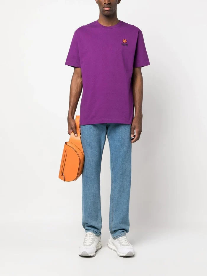 KENZO Boke Flower Embroidered T-Shirt Purple - MAISONDEFASHION.COM