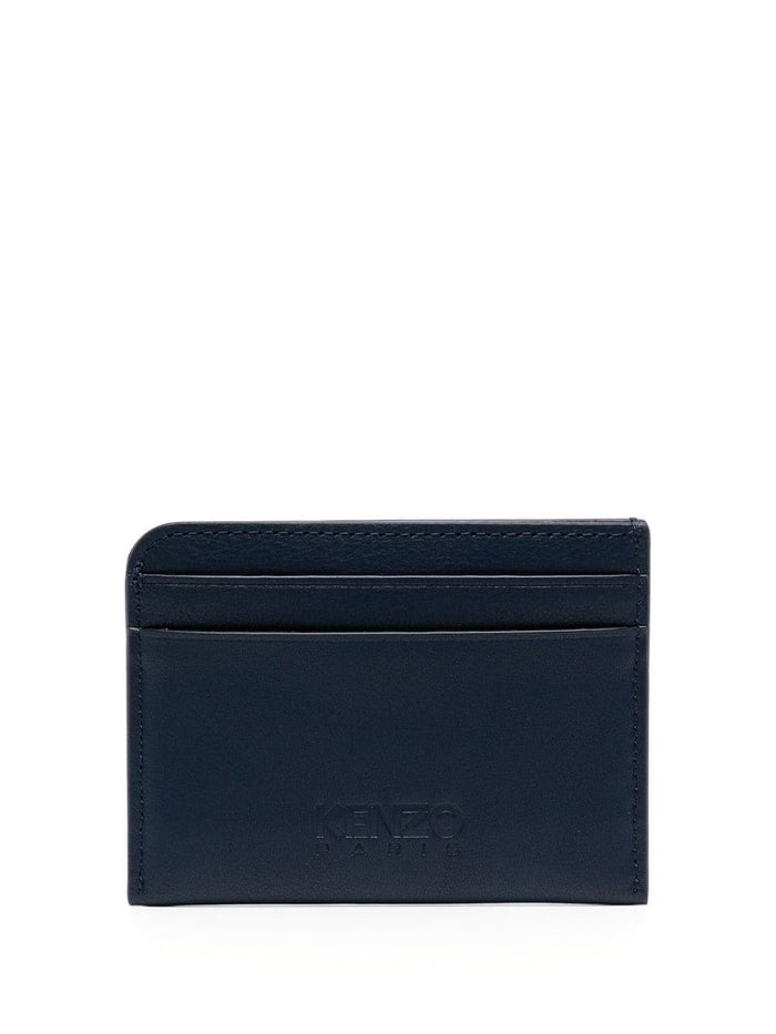 KENZO Logo Patch Cardholder Navy - MAISONDEFASHION.COM