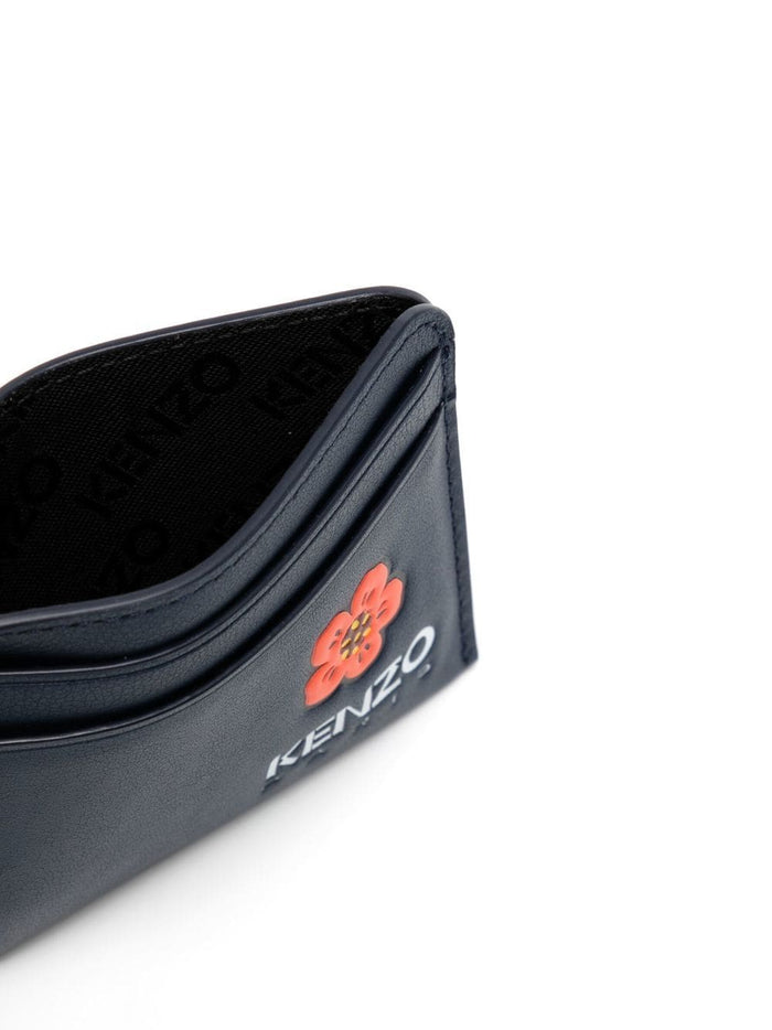 KENZO Logo Patch Cardholder Navy - MAISONDEFASHION.COM