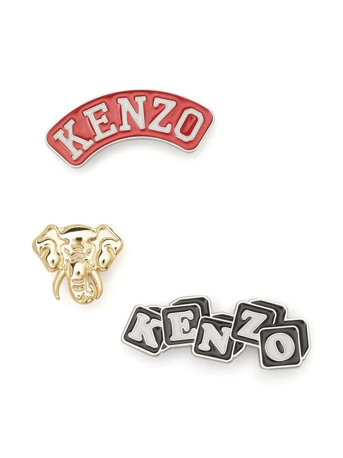 KENZO Logo Stamp Set Of 3 Pin/Brooch Multicolor - MAISONDEFASHION.COM
