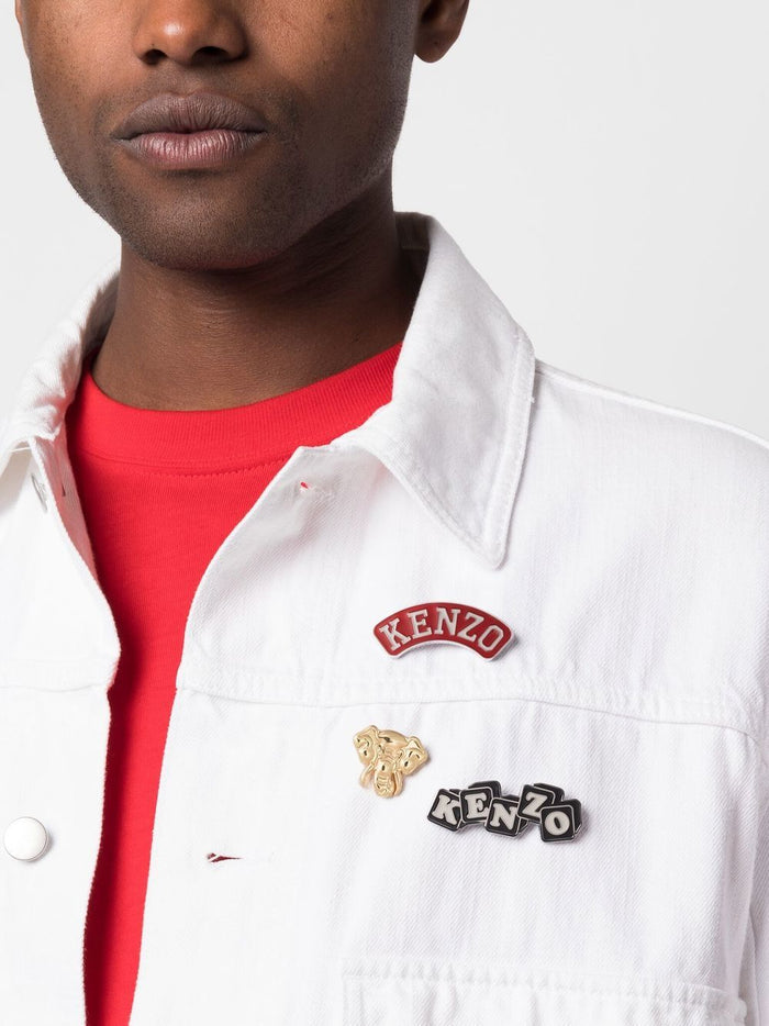 KENZO Logo Stamp Set Of 3 Pin/Brooch Multicolor - MAISONDEFASHION.COM
