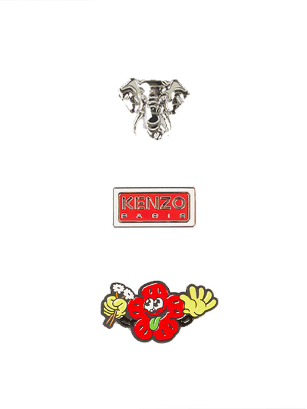 KENZO Set Of 3 Stamp Pin/Brooch Multicolor - MAISONDEFASHION.COM
