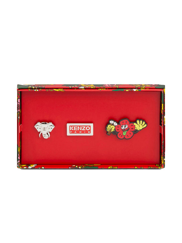 KENZO Set Of 3 Stamp Pin/Brooch Multicolor - MAISONDEFASHION.COM