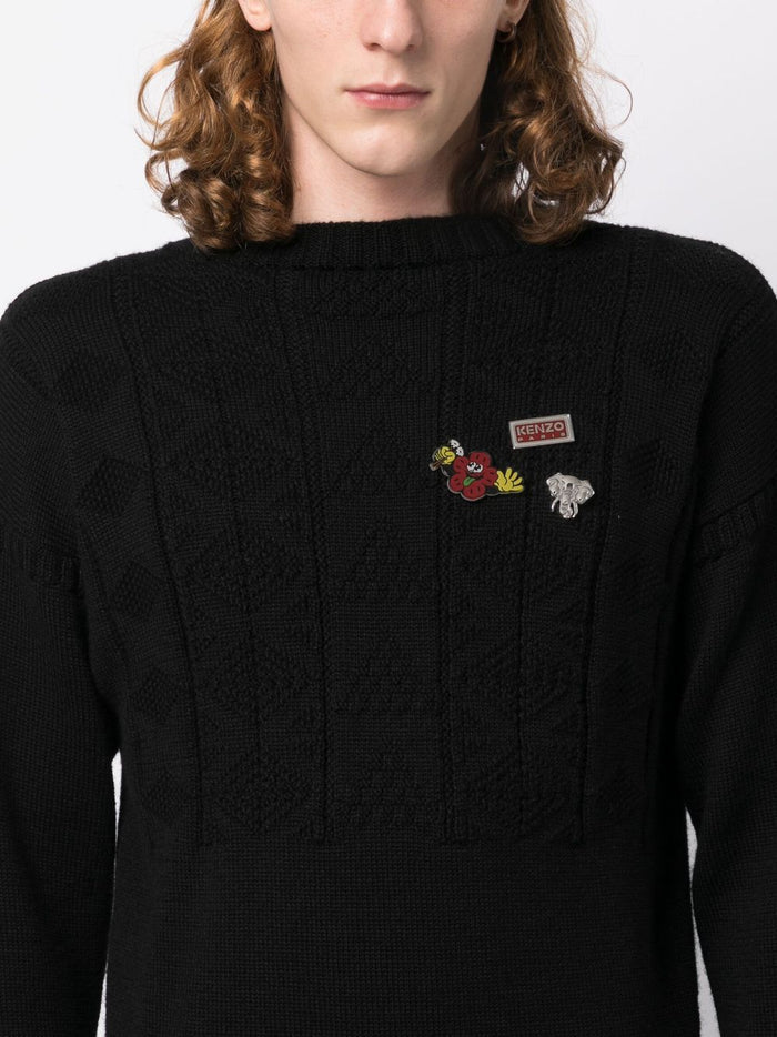 KENZO Set Of 3 Stamp Pin Brooch Red Multicolour - MAISONDEFASHION.COM