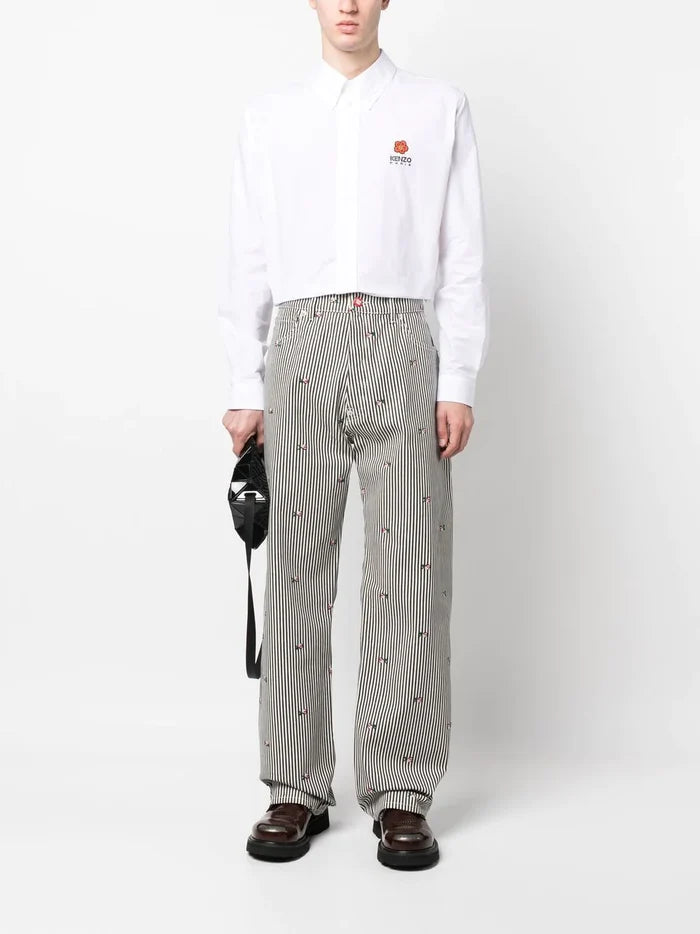 KENZO Suisen Relaxed Fit Jeans Rinse Blue Denim - MAISONDEFASHION.COM
