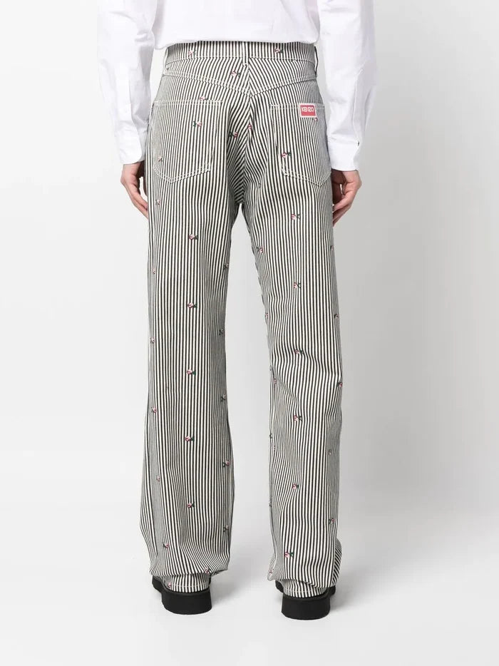 KENZO Suisen Relaxed Fit Jeans Rinse Blue Denim - MAISONDEFASHION.COM