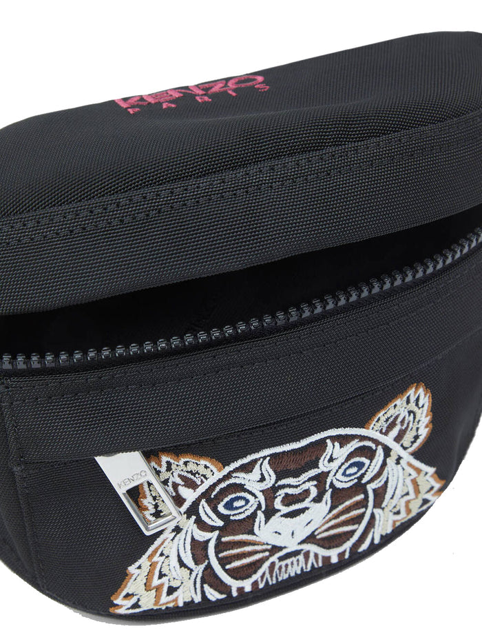 KENZO Tiger Embroidered Belt Bag Black - MAISONDEFASHION.COM