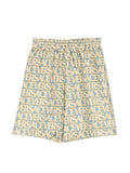 VERSACE KIDS All Over Logo Print Shorts Light Blue/Ivory - MAISONDEFASHION.COM
