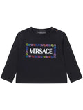 VERSACE KIDS Baby Logo Print L/S T-Shirt Black - MAISONDEFASHION.COM