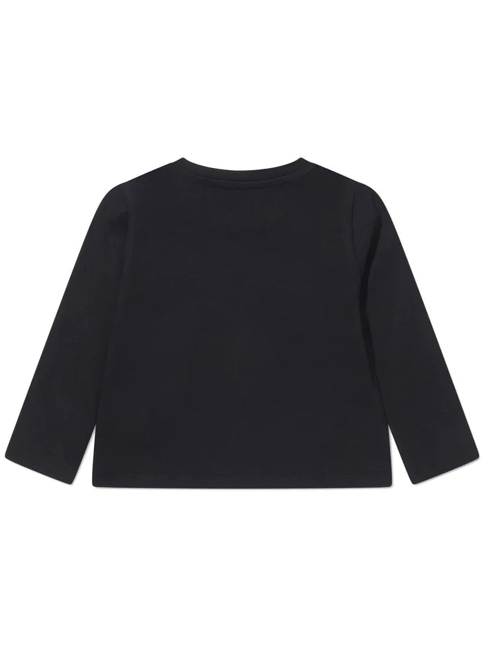 VERSACE KIDS Baby Logo Print L/S T-Shirt Black - MAISONDEFASHION.COM