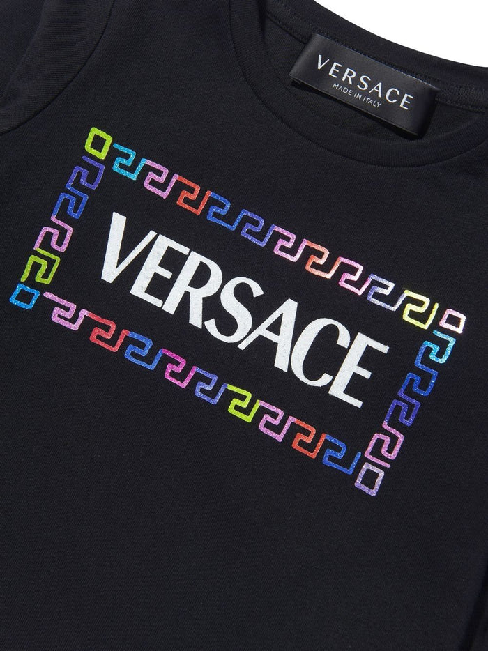 VERSACE KIDS Baby Logo Print L/S T-Shirt Black - MAISONDEFASHION.COM