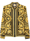 VERSACE KIDS Barocco-print Silk Shirt Black/Gold - MAISONDEFASHION.COM
