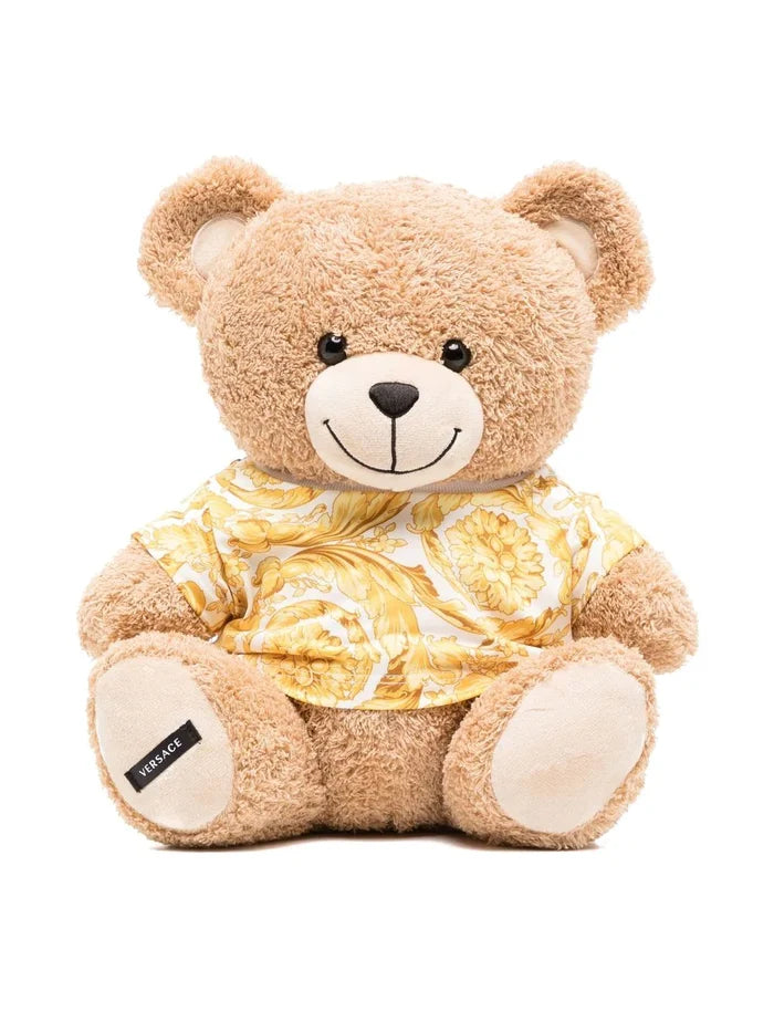 VERSACE KIDS Baroque Pattern-print Teddy Bear Brown/Yellow - MAISONDEFASHION.COM