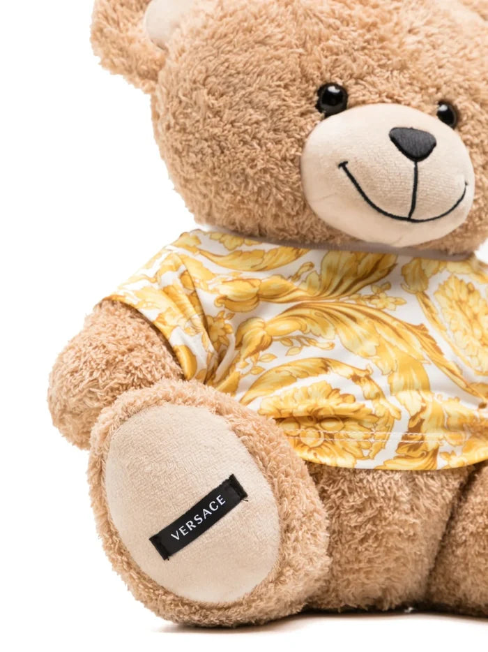 VERSACE KIDS Baroque Pattern-print Teddy Bear Brown/Yellow - MAISONDEFASHION.COM