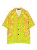 VERSACE KIDS Baroque Short-sleeve Shirt Lime/Gold - MAISONDEFASHION.COM
