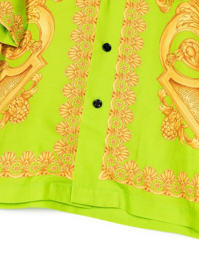 VERSACE KIDS Baroque Short-sleeve Shirt Lime/Gold - MAISONDEFASHION.COM