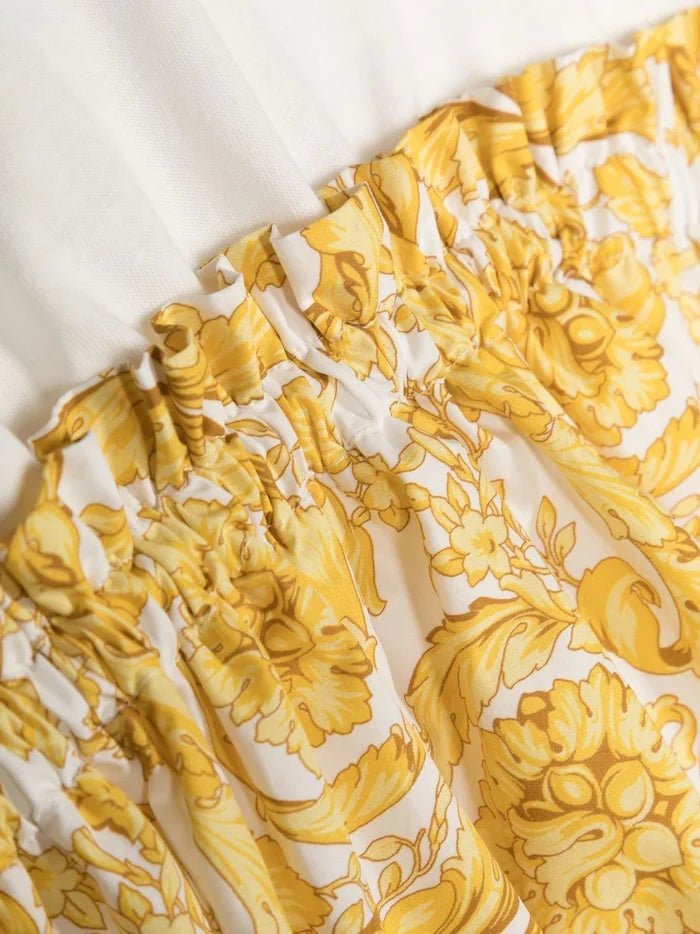 VERSACE KIDS Baroque T-shirt Dress White/Gold - MAISONDEFASHION.COM