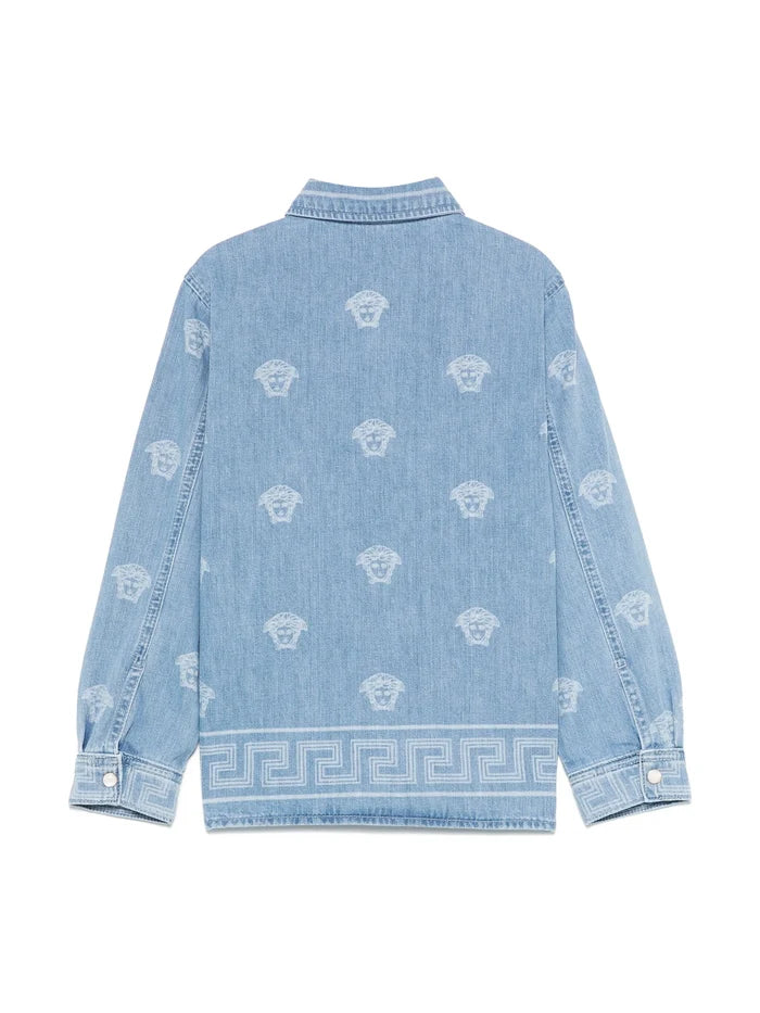 VERSACE KIDS Boys Banda Denim Shirt Blue - MAISONDEFASHION.COM