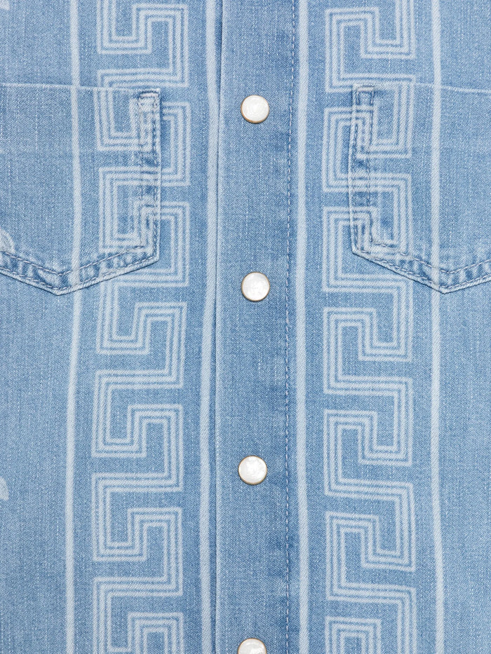VERSACE KIDS Boys Banda Denim Shirt Blue - MAISONDEFASHION.COM