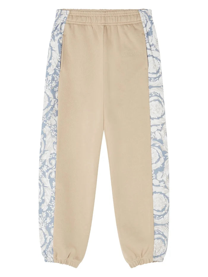 VERSACE KIDS Boys Barocco Panelled Sweatpants Beige - MAISONDEFASHION.COM
