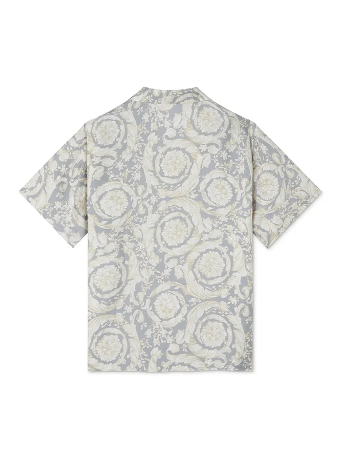 VERSACE KIDS Boys Barocco Silk Shirt Grey - MAISONDEFASHION.COM
