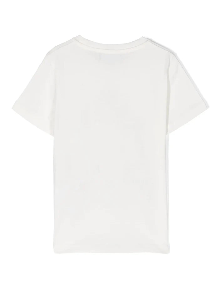 VERSACE KIDS Boys Cartouche Print T-Shirt White/Navy - MAISONDEFASHION.COM
