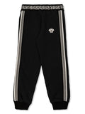 VERSACE KIDS Boys Greca Logo Sweat Pants Black/White - MAISONDEFASHION.COM