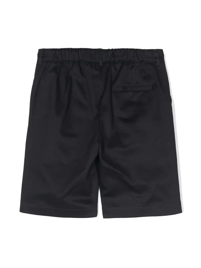 VERSACE KIDS Boys Greca-Waistband Gabardine Shorts Black - MAISONDEFASHION.COM