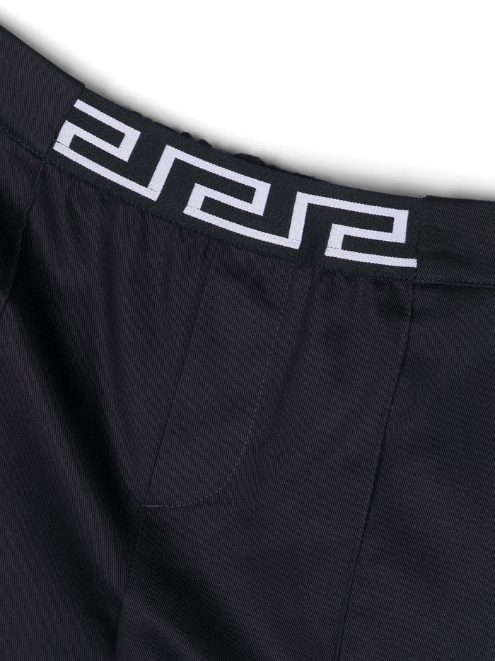 VERSACE KIDS Boys Greca-Waistband Gabardine Shorts Black - MAISONDEFASHION.COM